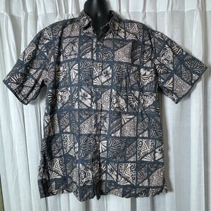 Cooke Street Shirt Mens Size 2XL Blue Beige Geometric Hawaiian Button Up Aloha